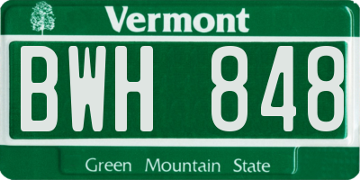 VT license plate BWH848