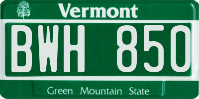 VT license plate BWH850