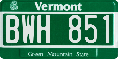 VT license plate BWH851