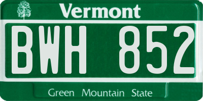 VT license plate BWH852