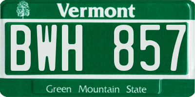 VT license plate BWH857