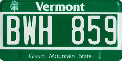 VT license plate BWH859