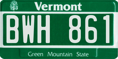 VT license plate BWH861