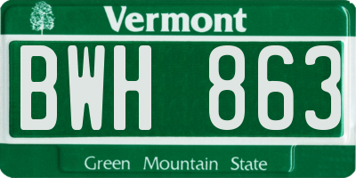 VT license plate BWH863