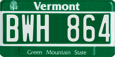 VT license plate BWH864