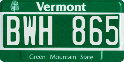 VT license plate BWH865