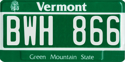 VT license plate BWH866