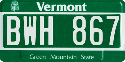 VT license plate BWH867
