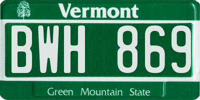 VT license plate BWH869