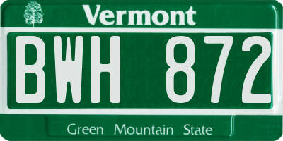 VT license plate BWH872