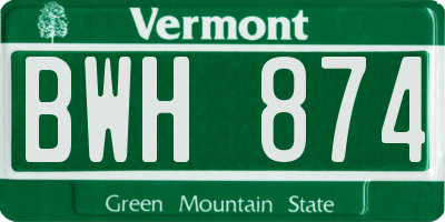VT license plate BWH874
