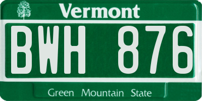 VT license plate BWH876