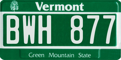 VT license plate BWH877