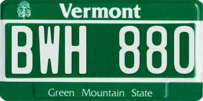 VT license plate BWH880