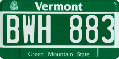 VT license plate BWH883