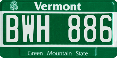 VT license plate BWH886