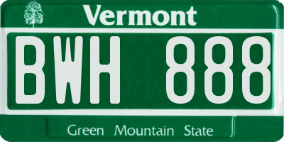 VT license plate BWH888