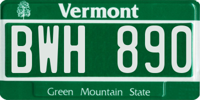 VT license plate BWH890