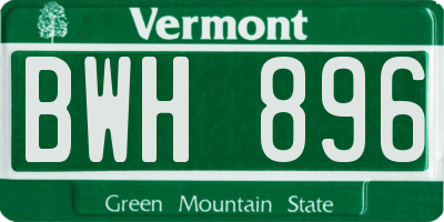 VT license plate BWH896