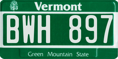 VT license plate BWH897