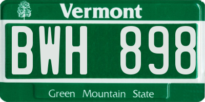 VT license plate BWH898