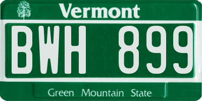 VT license plate BWH899