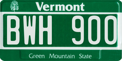VT license plate BWH900