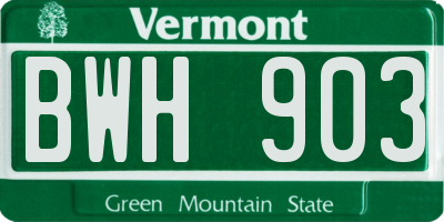 VT license plate BWH903