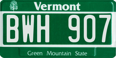 VT license plate BWH907