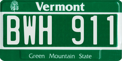 VT license plate BWH911