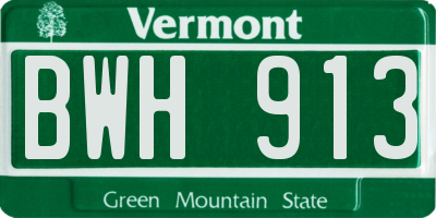 VT license plate BWH913