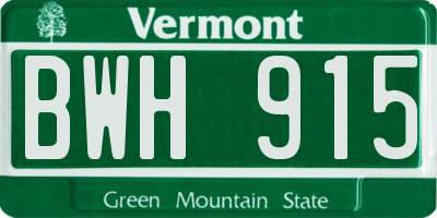 VT license plate BWH915