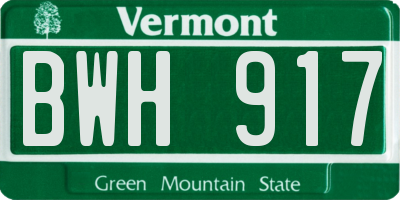 VT license plate BWH917