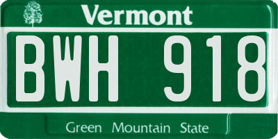 VT license plate BWH918