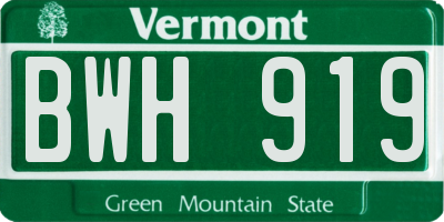 VT license plate BWH919