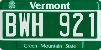 VT license plate BWH921