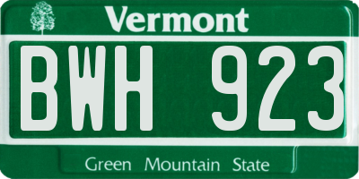 VT license plate BWH923