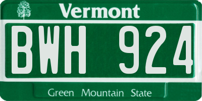 VT license plate BWH924