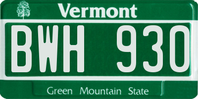 VT license plate BWH930