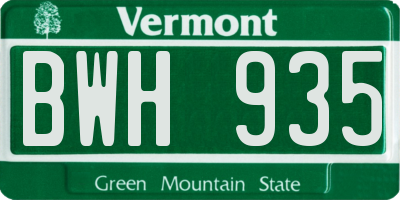 VT license plate BWH935