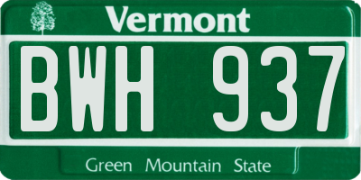 VT license plate BWH937
