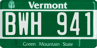 VT license plate BWH941