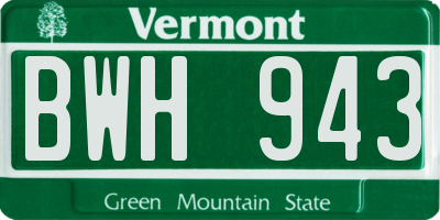 VT license plate BWH943
