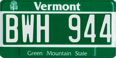 VT license plate BWH944