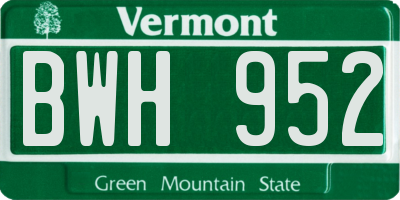VT license plate BWH952