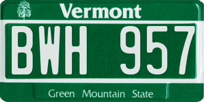 VT license plate BWH957