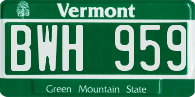VT license plate BWH959