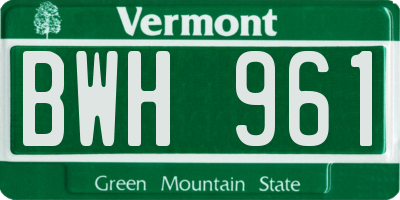 VT license plate BWH961