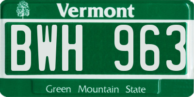 VT license plate BWH963