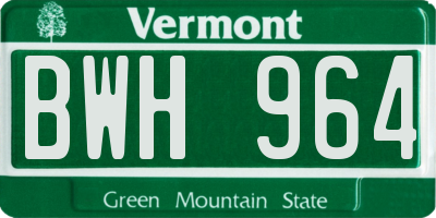 VT license plate BWH964